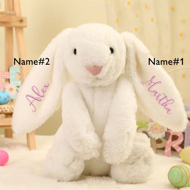 Picture of Personalized Embroidered Security Fluffy Bunny Rabbit with Name - Personalized Comfort Rabbit for Kids Gift - Baby Shower Gift