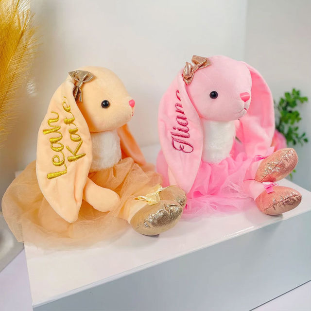 Picture of Personalized Bunny Toys - Custom Name Plush Toys - Custom Ballerina Bunny