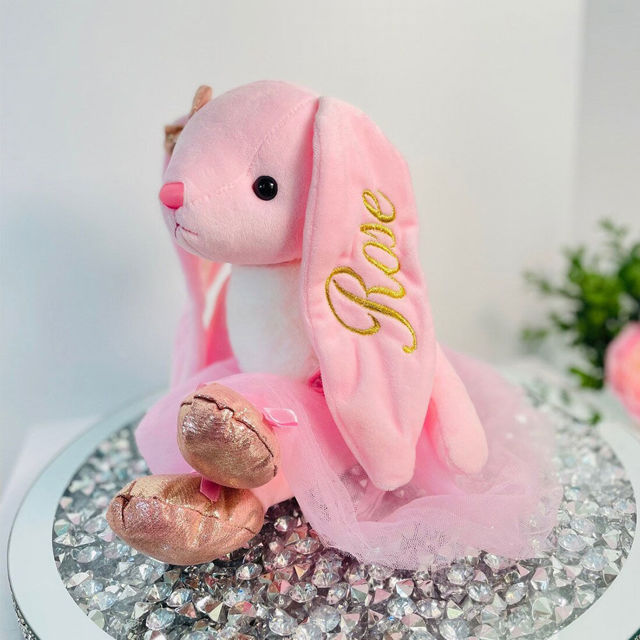 Picture of Personalized Bunny Toys - Custom Name Plush Toys - Custom Ballerina Bunny