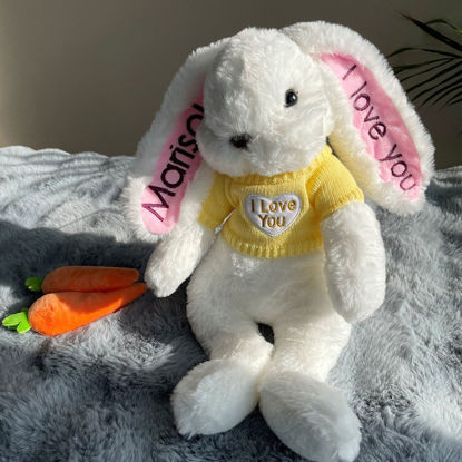 Picture of Personalized Rabbit Toy - Custom Embroidered Name Plush Rabbit - Personalized Comfort Rabbit for Kids Gift