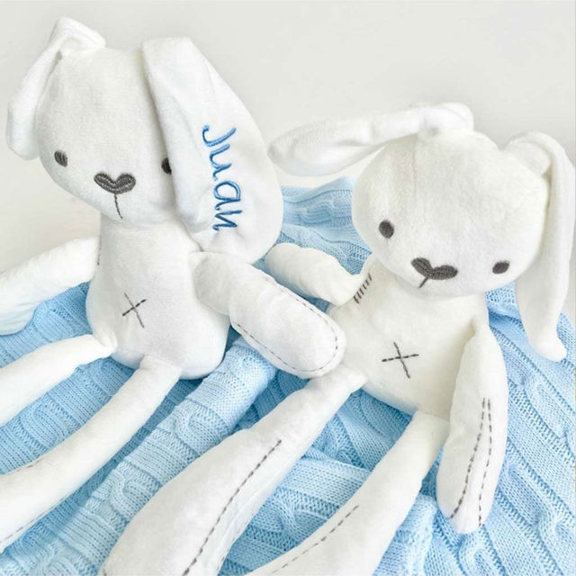 Picture of Personalized Name Plush Toy - Custom Embroidered Plush Bunny - Personalized Sleeping Comforter Embroidered Bunny