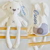 Picture of Personalized Name Plush Toy - Custom Embroidered Plush Bunny - Personalized Sleeping Comforter Embroidered Bunny