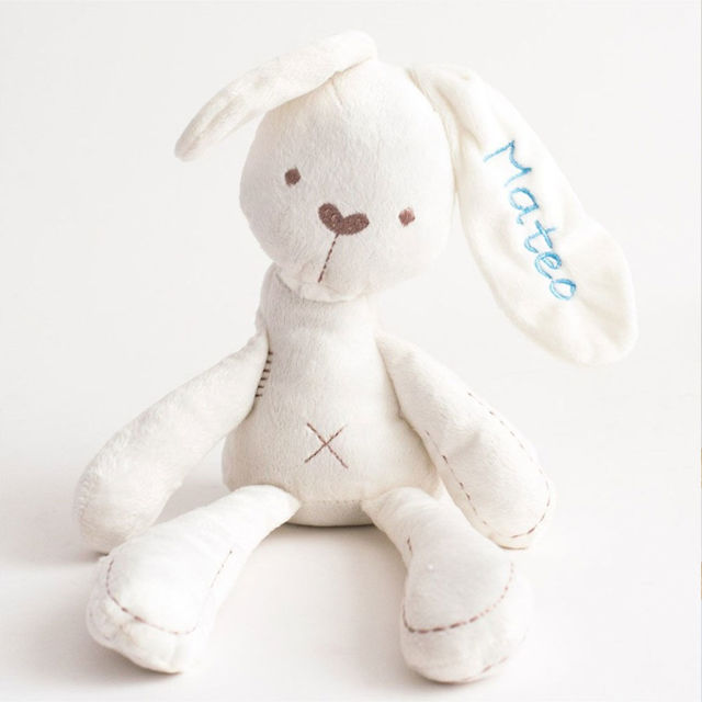 Picture of Personalized Name Plush Toy - Custom Embroidered Plush Bunny - Personalized Sleeping Comforter Embroidered Bunny