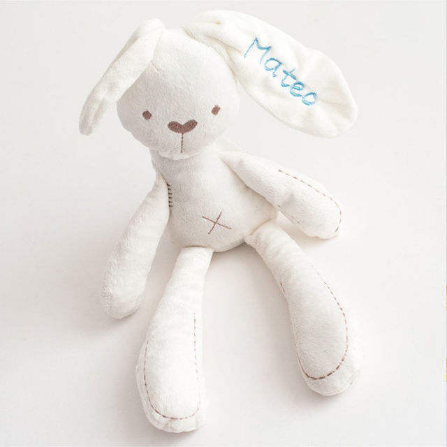 Picture of Personalized Name Plush Toy - Custom Embroidered Plush Bunny - Personalized Sleeping Comforter Embroidered Bunny