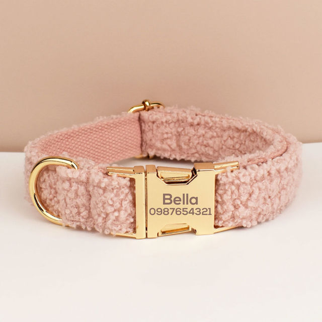 Picture of Personalized Pet Name Collar - Teddy Velvet Series with Eight Colors - Engraved Pet Name Tag Metal Buckle - Summer Personalized Gifts for Puppy