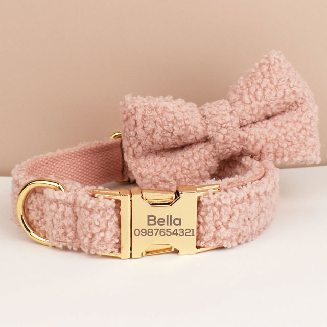 Picture of Personalized Pet Name Collar - Teddy Velvet Series with Eight Colors - Engraved Pet Name Tag Metal Buckle - Summer Personalized Gifts for Puppy