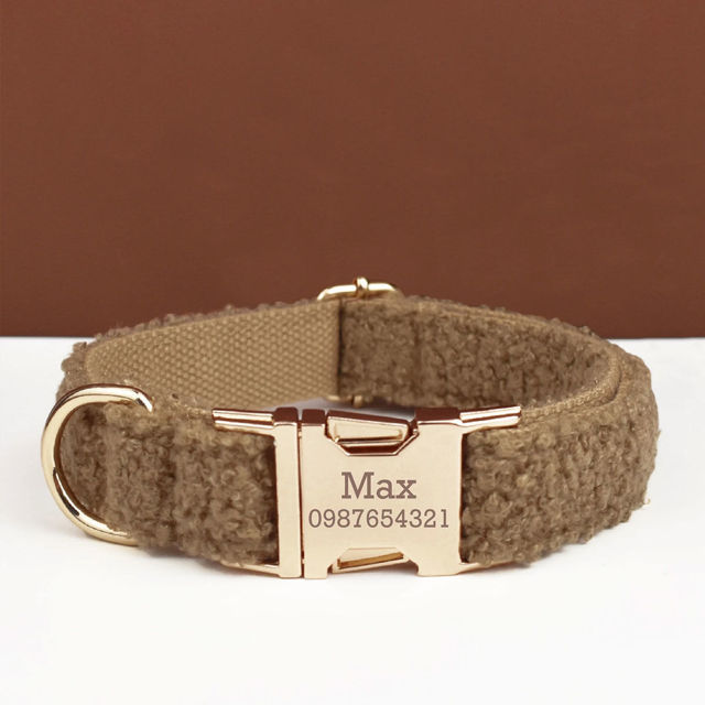 Picture of Personalized Pet Name Collar - Teddy Velvet Series with Eight Colors - Engraved Pet Name Tag Metal Buckle - Summer Personalized Gifts for Puppy