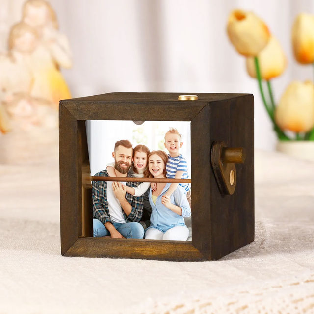 Picture of Custom Wooden Hand-Cranked Flip Photo Frame - Custom Wooden Couple Photo Flipbook Frame - Best Couple Gifts, Wedding Gift