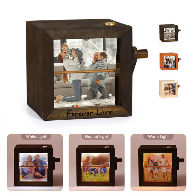 Picture of Custom Wooden Hand-Cranked Flip Photo Frame - Custom Wooden Couple Photo Flipbook Frame - Best Couple Gifts, Wedding Gift