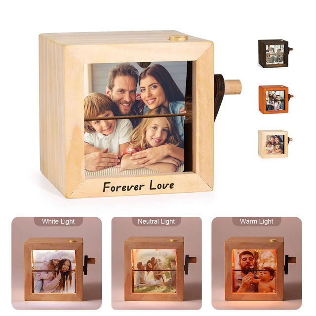 Picture of Custom Wooden Hand-Cranked Flip Photo Frame - Custom Wooden Couple Photo Flipbook Frame - Best Couple Gifts, Wedding Gift
