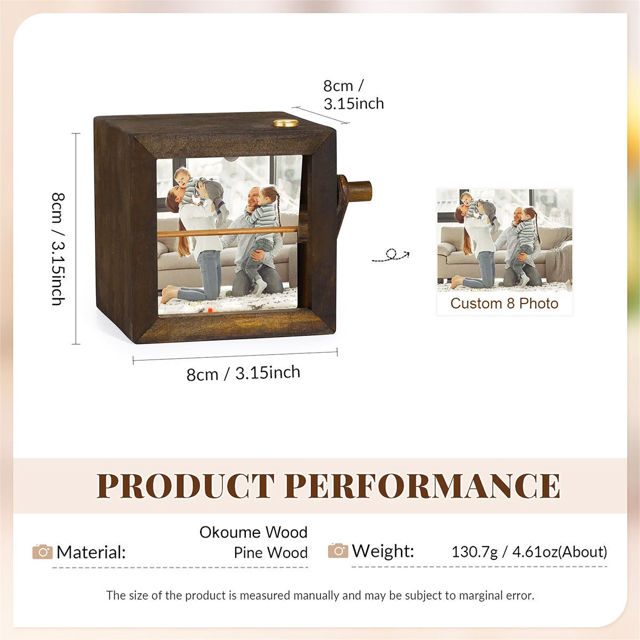 Picture of Custom Wooden Hand-Cranked Flip Photo Frame - Custom Wooden Couple Photo Flipbook Frame - Best Couple Gifts, Wedding Gift