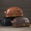 Picture of Custom Double Layer Leather Toiletry Bag for Men | Personalized Groomsmen Gifts | Gift for Father's Day