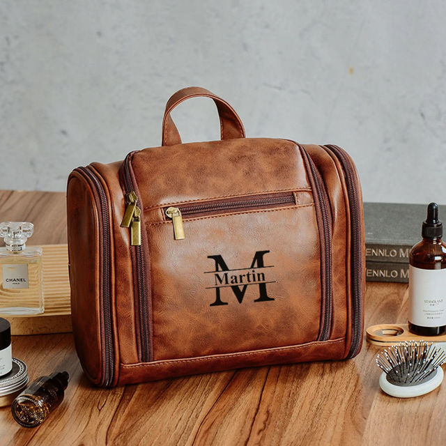 Picture of Custom Large Capacity Leather Toiletry Bag | Travel Bag For Men | Father's Day Gift | Groomsmen Gift