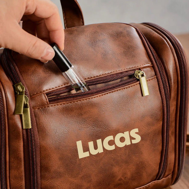 Picture of Custom Large Capacity Leather Toiletry Bag | Travel Bag For Men | Father's Day Gift | Groomsmen Gift