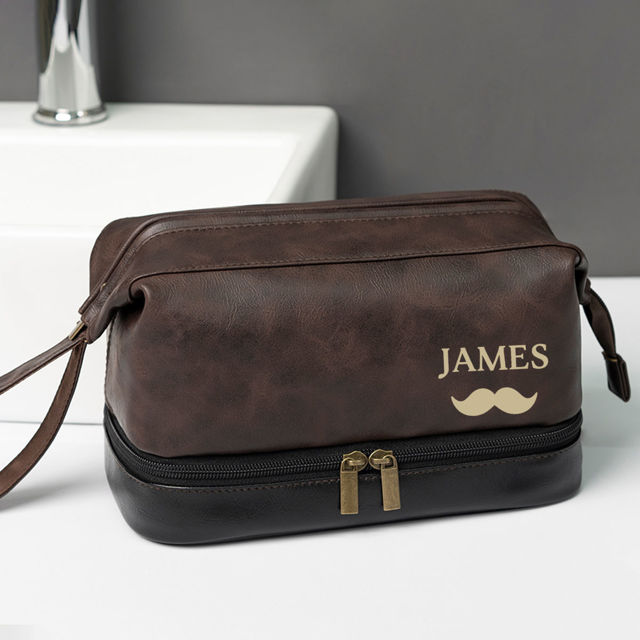 Picture of Custom Leather Toiletry Bag | Travel Bags For Men | Father's Day Gift | Groomsmen Toiletry Bag