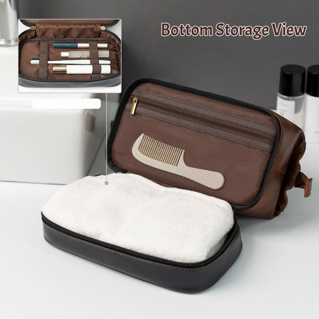 Picture of Custom Leather Toiletry Bag | Travel Bags For Men | Father's Day Gift | Groomsmen Toiletry Bag