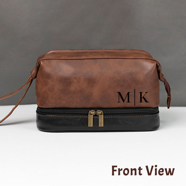 Picture of Custom Leather Toiletry Bag | Travel Bags For Men | Father's Day Gift | Groomsmen Toiletry Bag