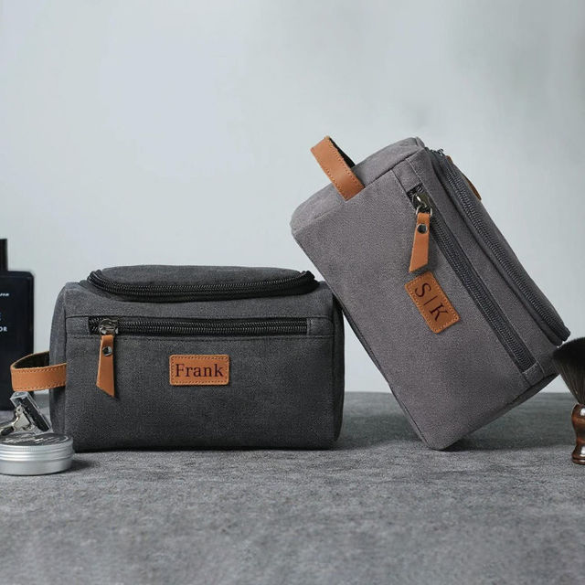 Picture of Custom Canvas Toiletry Bag for men | Personalised Groomsmen Gifts | Travel Bag For Him