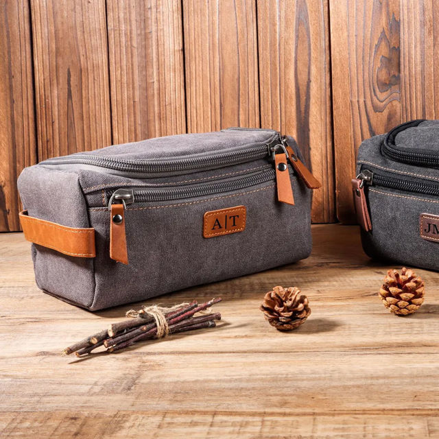 Picture of Custom Canvas Toiletry Bag for men | Personalised Groomsmen Gifts | Travel Bag For Him