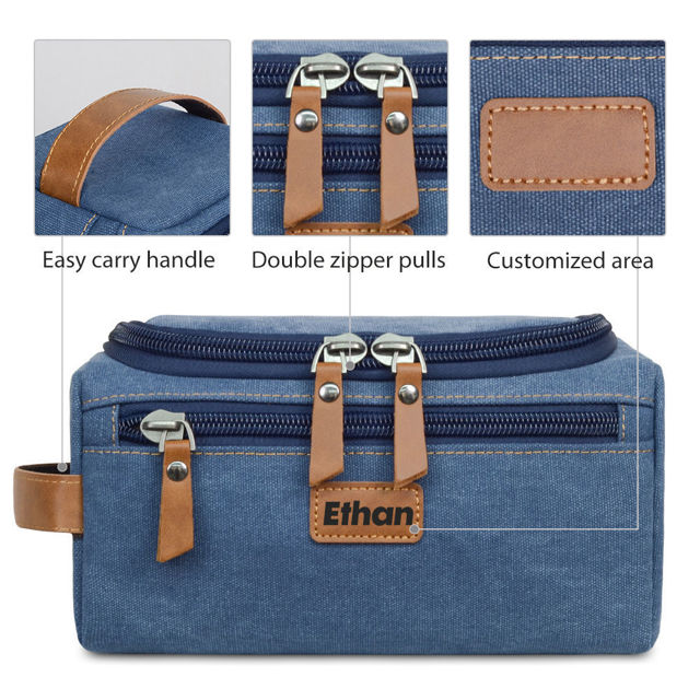 Picture of Custom Canvas Toiletry Bag for men | Personalised Groomsmen Gifts | Travel Bag For Him