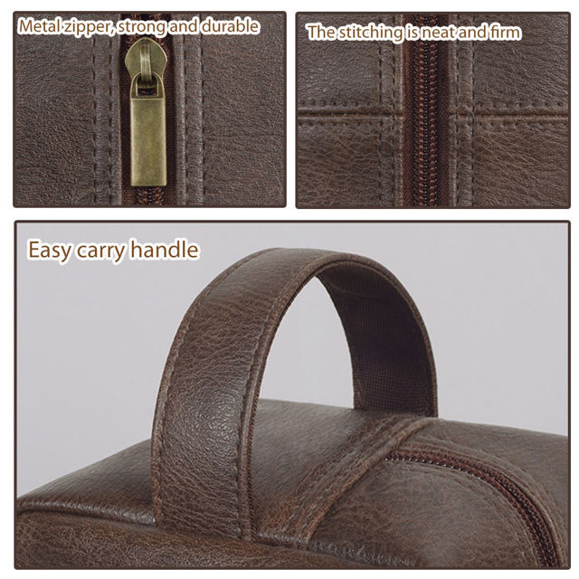 Picture of Personalized PU Leather Toiletry Bag | Travel Bag for Men | Birthday Gift for Him | Simple but Elegant