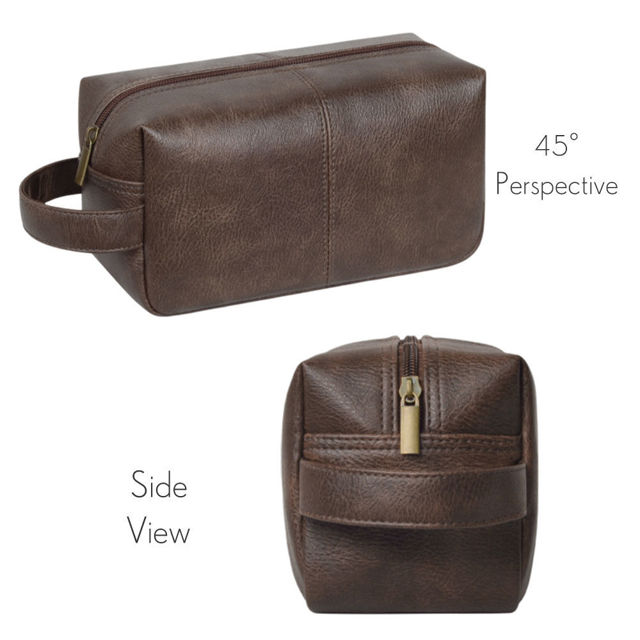 Picture of Personalized PU Leather Toiletry Bag | Travel Bag for Men | Birthday Gift for Him | Simple but Elegant