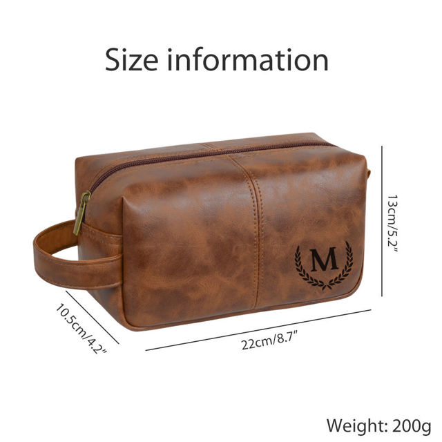 Picture of Personalized PU Leather Toiletry Bag | Travel Bag for Men | Birthday Gift for Him | Simple but Elegant
