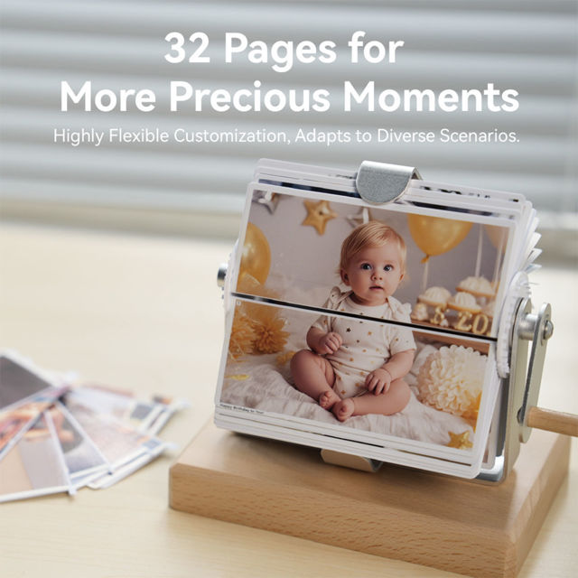 Picture of Custom Photo Flipbook | Personalised Flip Album with Wooden Base | Nice Home Decor