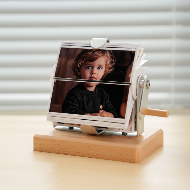 Picture of Custom Photo Flipbook | Personalised Flip Album with Wooden Base | Nice Home Decor