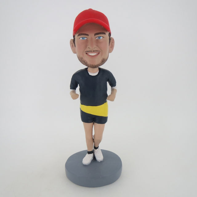 Picture of Custom Bobblehead Doll: Male Runner With Red Hat