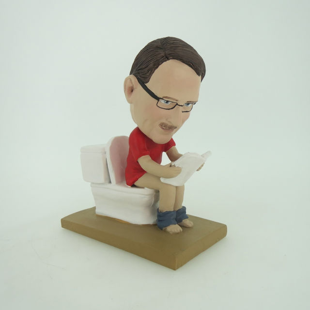 Picture of Custom Bobblehead Doll: Man Reading On Closestool