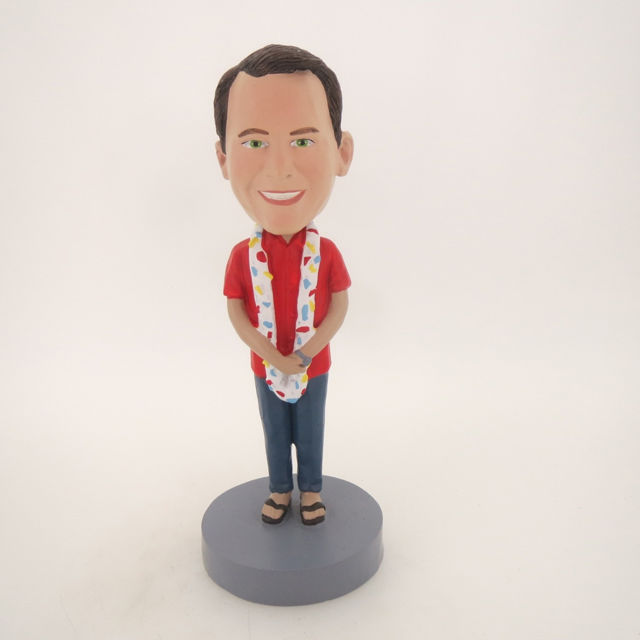 Picture of Custom Bobblehead Doll: Man with Hawaii Lei