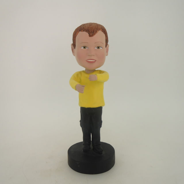Picture of Custom Bobblehead Doll: Boy In Yellow With Holding Gesture
