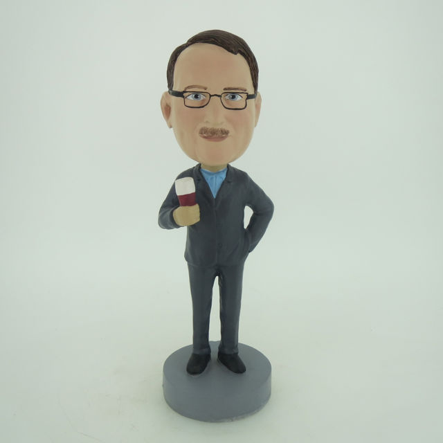 Picture of Custom Bobblehead Doll: Business Man Enjoying Beer