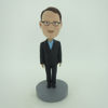 Picture of Custom Bobblehead Doll: Business Man In Black Stand Still