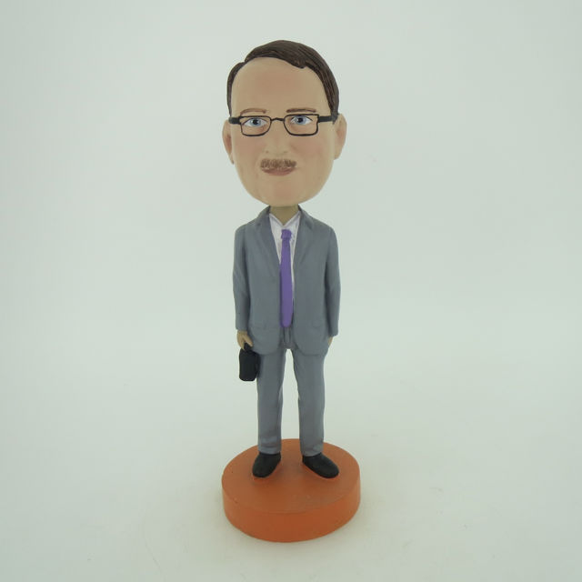 Picture of Custom Bobblehead Doll: Business Man With A Case In Hand