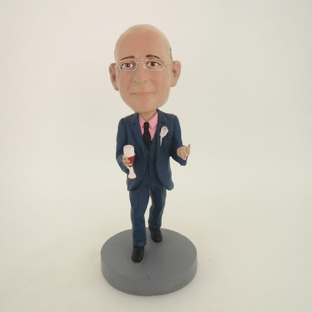 Picture of Custom Bobblehead Doll: Business Man With Red Wine