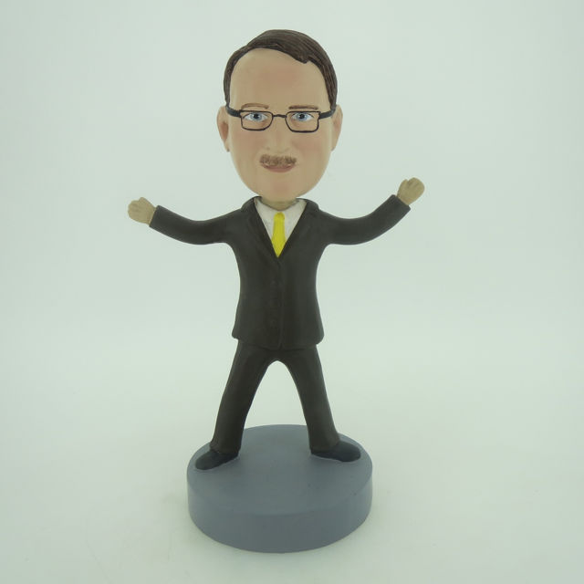 Picture of Custom Bobblehead Doll: Business Man With Yellow Tie Standing Out