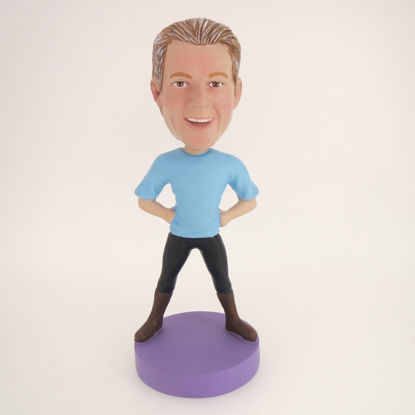 Picture of Custom Bobblehead Doll: Casual Man Enjoying Excercising
