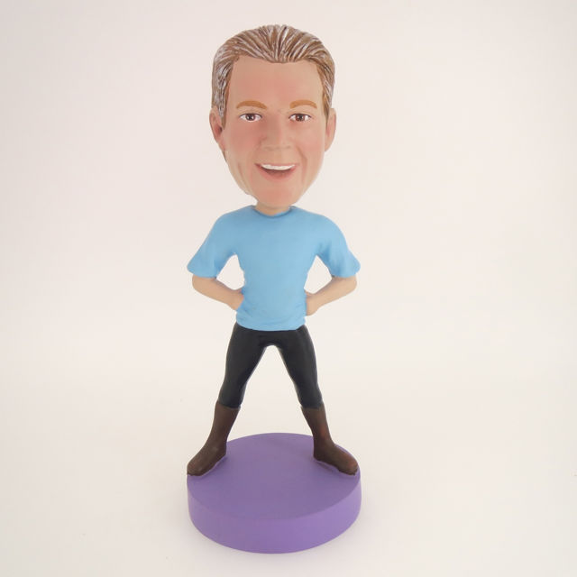 Picture of Custom Bobblehead Doll: Casual Man Enjoying Excercising