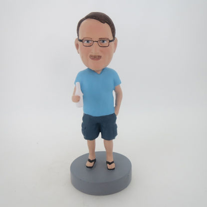 Picture of Custom Bobblehead Doll: Casual Man Enjoying Soft Drink