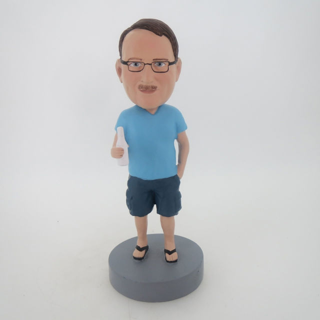 Picture of Custom Bobblehead Doll: Casual Man Enjoying Soft Drink