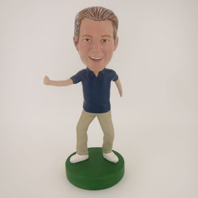 Picture of Custom Bobblehead Doll: Casual Man Happily Excercising