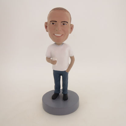 Picture of Custom Bobblehead Doll: Casual Man Having Milk