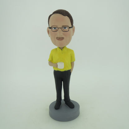 Picture of Custom Bobblehead Doll: Casual Man Holding A Cup