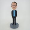 Picture of Custom Bobblehead Doll: Casual Man In Black Jacket And Inner Blue TShirt