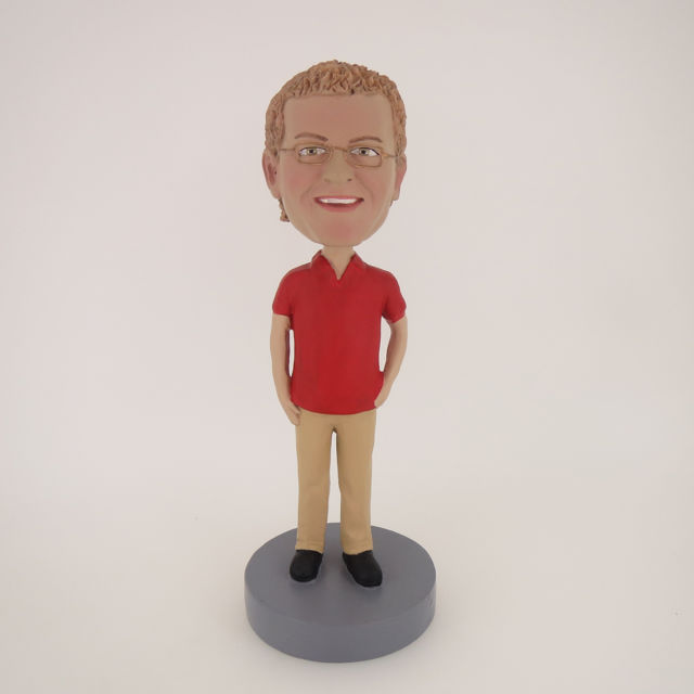 Picture of Custom Bobblehead Doll: Casual Man In Red And Brown