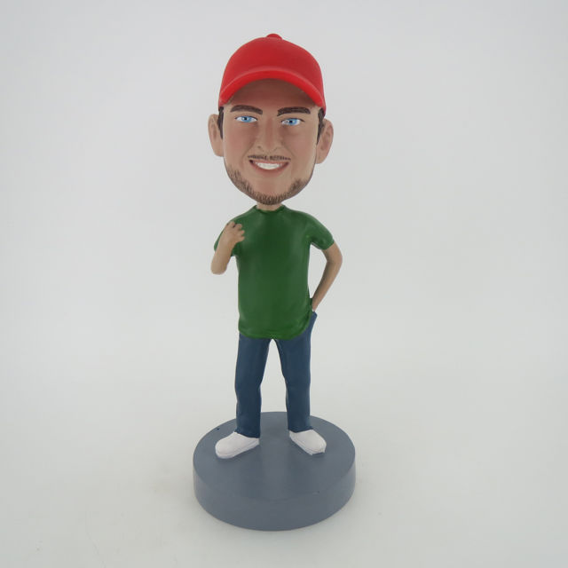 Picture of Custom Bobblehead Doll: Casual Man In Red Hat