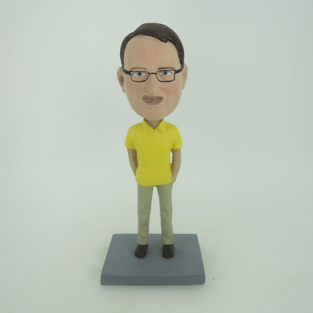Picture of Custom Bobblehead Doll: Casual Man In Yellow Short TShirt