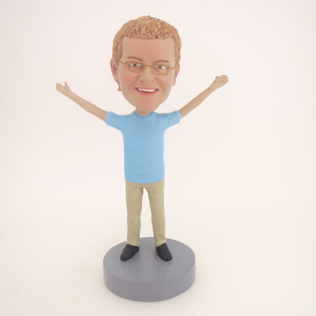 Picture of Custom Bobblehead Doll: Casual Man With Hands Up